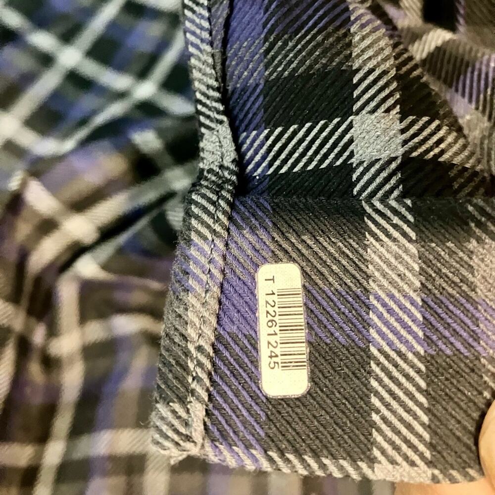 St. Croix Shirt Purple Black Plaid Long Sleeve Button Down Brushed Cotton Mens L - Picture 5 of 11